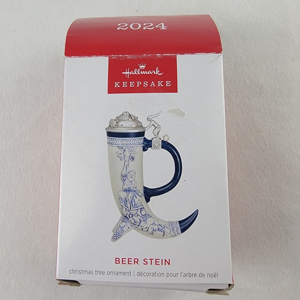 Hallmark Keepsake 2024 Beer Stein Christmas Ornament Tom Best Blue White QG02501 - Picture 5 of 7
